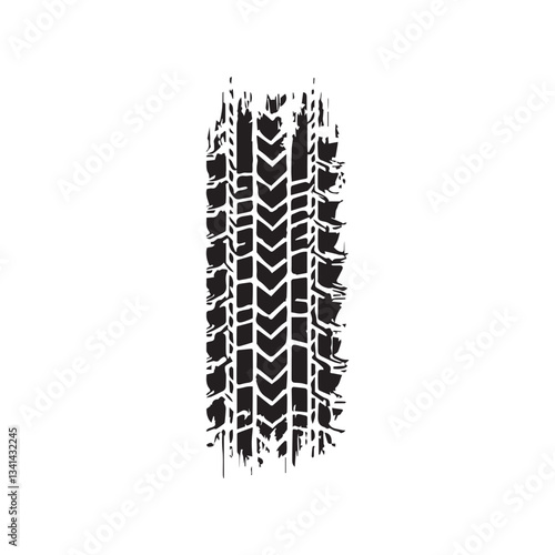 Black car tire tracks vector. Dirty tyre tracks stock flat design 