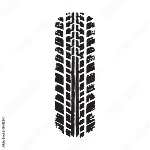 Black car tire tracks vector. Dirty tyre tracks stock flat design 