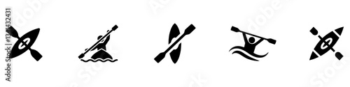 Kayaking icon set. Kayak icon. Vector Illustration. EPS 10