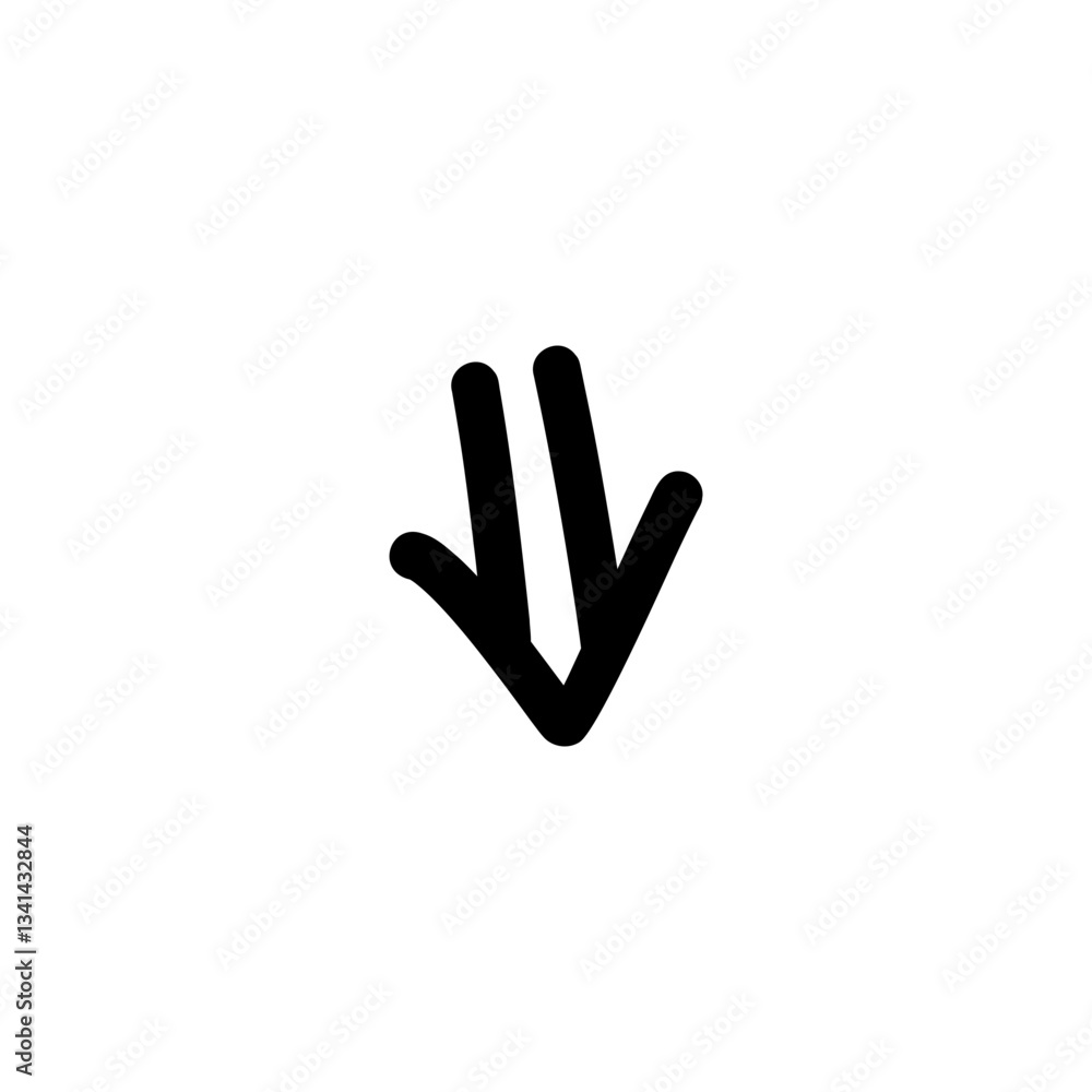 Fototapeta premium Arrow Double Tail Down Hand Drawn Icon