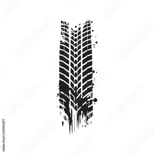 Black car tire tracks vector. Dirty tyre tracks stock flat design 
