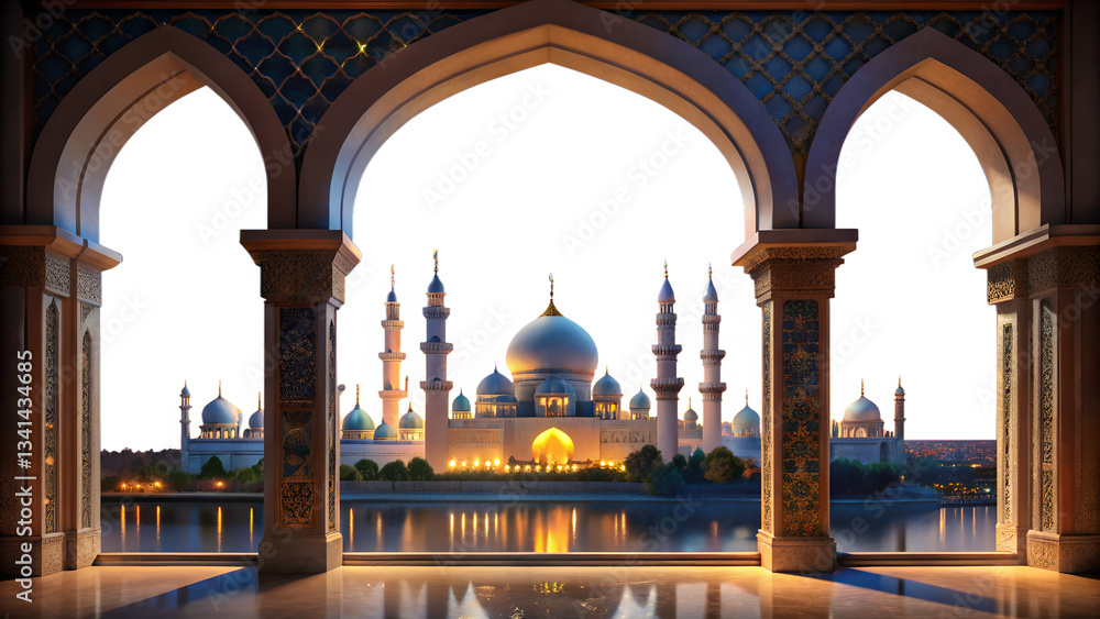 Fototapeta premium eid-mubarak-greeting-icon-color-white-background