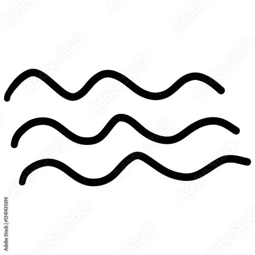 Hand-drawn water wave line. Abstract random doodle icon.