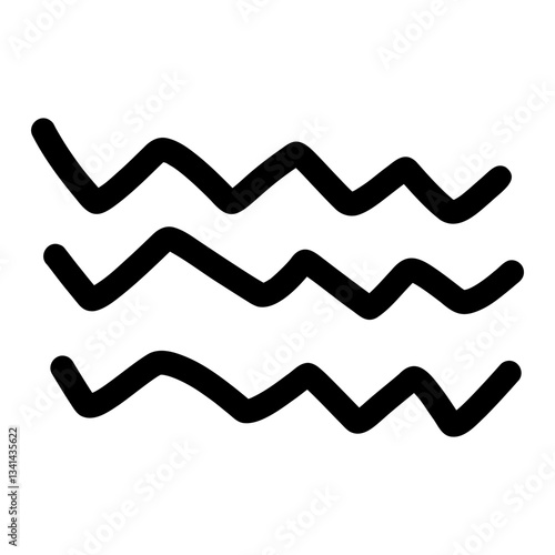 Hand-drawn water wave line. Abstract random doodle icon.