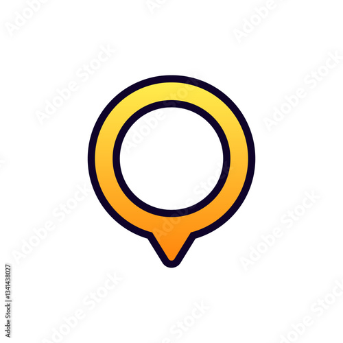 Free Download Yellow and white circular location marker icon with black outline representing a map pin design. - GFXLoad
