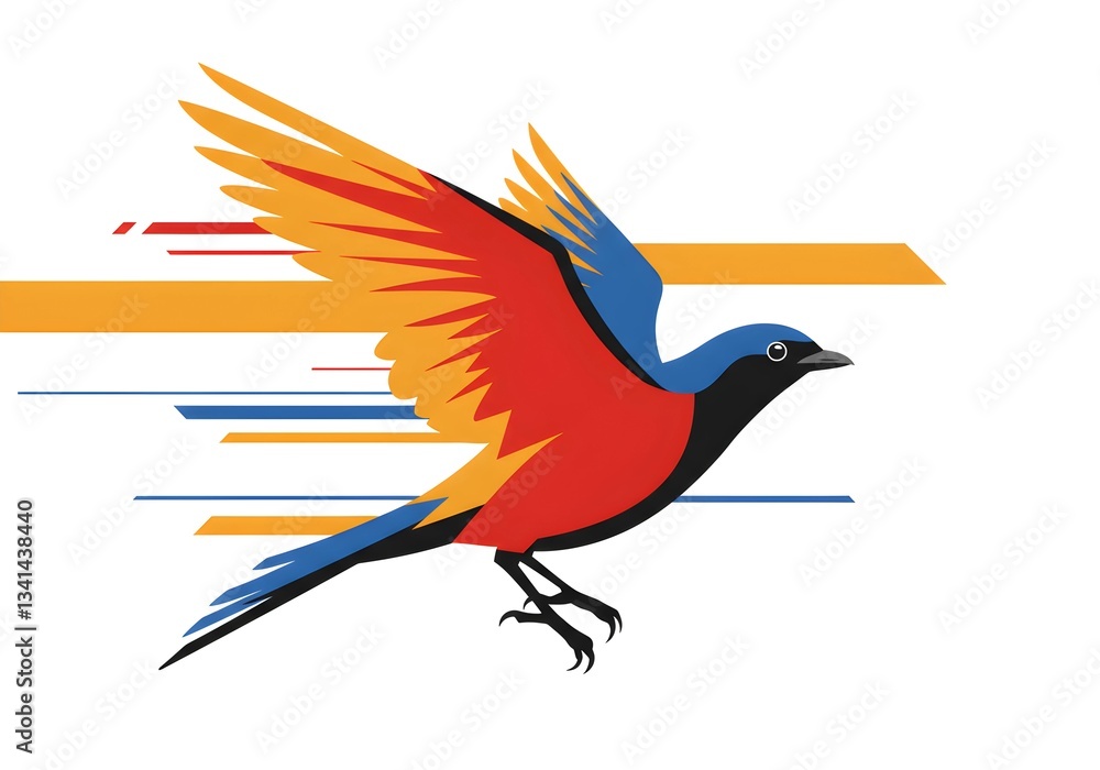 Fototapeta premium Colorful Speed Bird – Abstract Flight Illustration