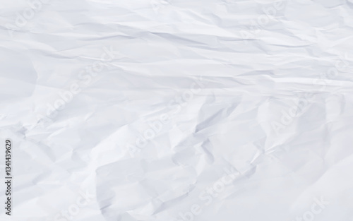 White clean crumpled paper background. Horizontal crumpled empty paper template for posters and banners. Vector illustration