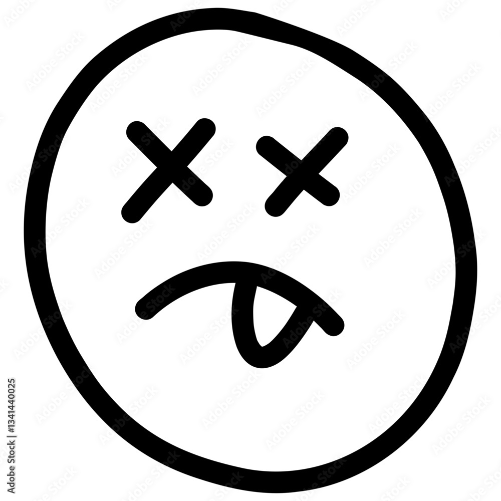 Obraz premium Emoji Dead Hand-drawn Shape