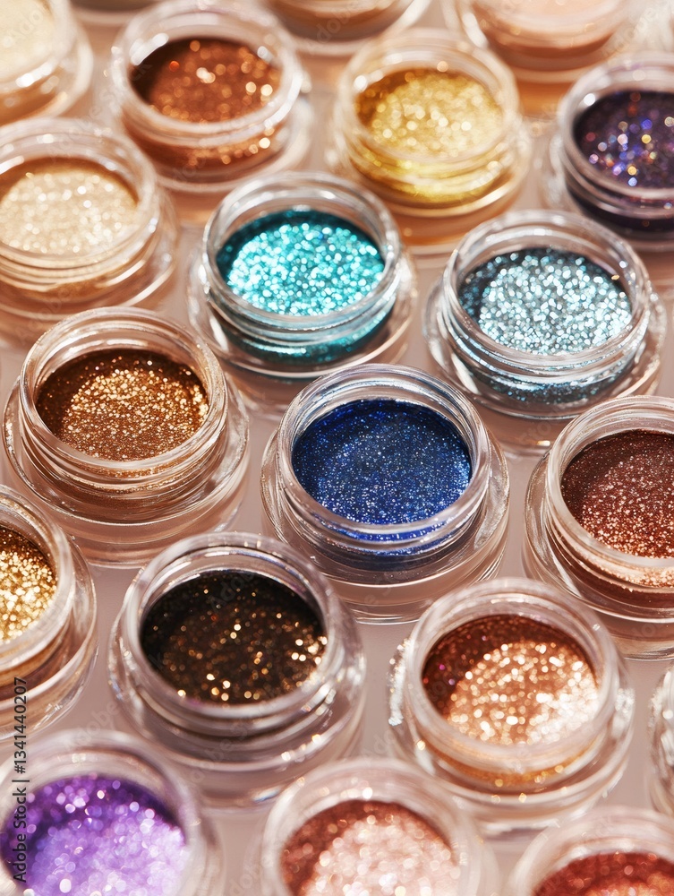 Colorful glitter eyeshadow palettes showing variety of vibrant colors Colorful glitter eyeshadow palettes showing variety of vibrant colors