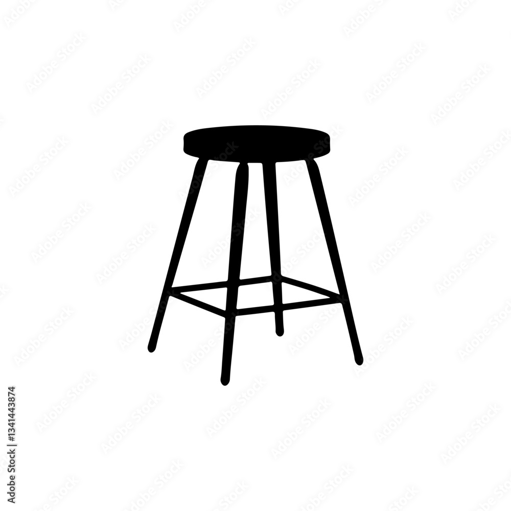 Ottoman stool front view silhouette vector illustration on white background Ottoman stool front view silhouette vector illustration on white background