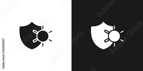 Sun protection icon. Spf, sunscreen or sunblock. Ultraviolet protection skin care. Spf with sun protection. Organic skin care. Vector