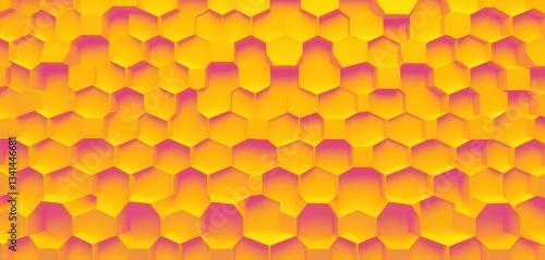 Abstract geometric honeycomb pattern, vibrant yellow hexagons , contemporary, yellow