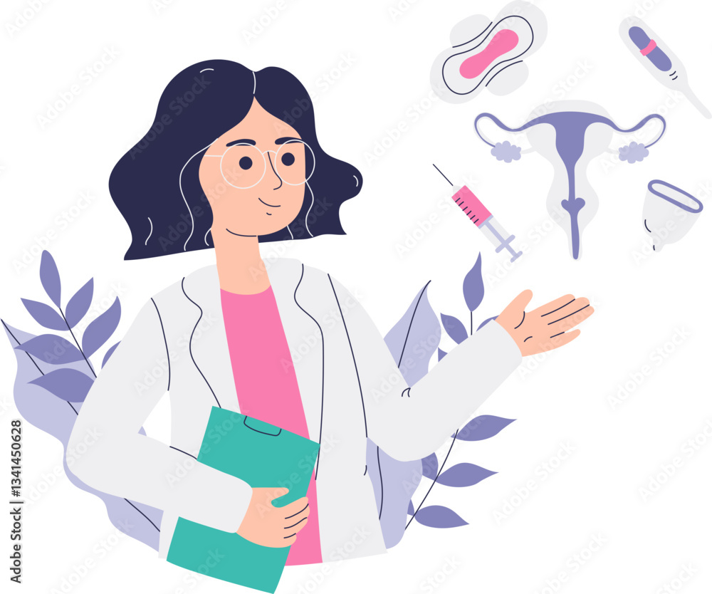 Doctor explaining gynecology, Gynecology concept Illustration