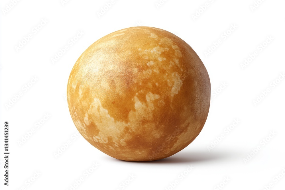 Fototapeta premium A spherical object with a textured, light brown surface, possibly a baked good or a planetary model.