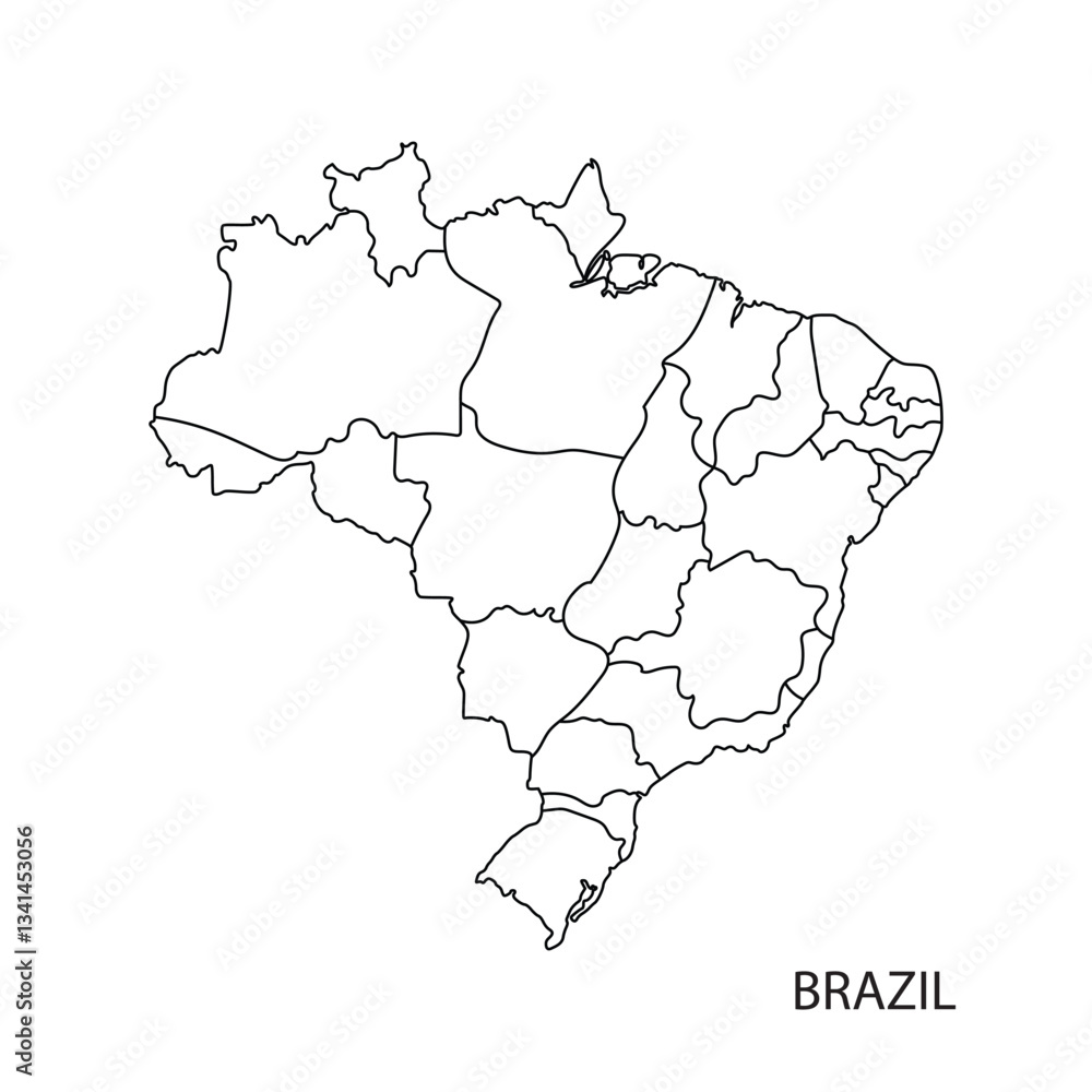 Fototapeta brazil map vector outlines
