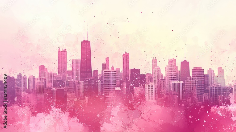 Fototapeta premium an abstract city skyline using various shades of pink.