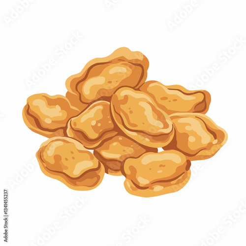 Pile of Golden, Crispy Chicken Nuggets on a White Background for Food Marketing