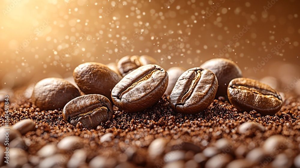 Roasted Coffee Beans on Ground Roasted Coffee Beans on Ground