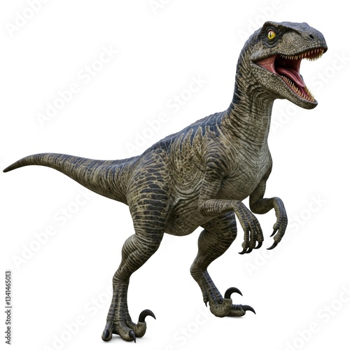 ferocious velociraptor isolated on white