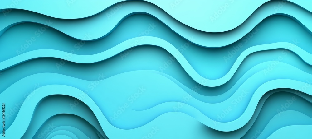 Fototapeta premium Seamless, Baby Blue, 3D Low Profile Style, Delicate, Gentle, Light, Wave Texture Pattern Background