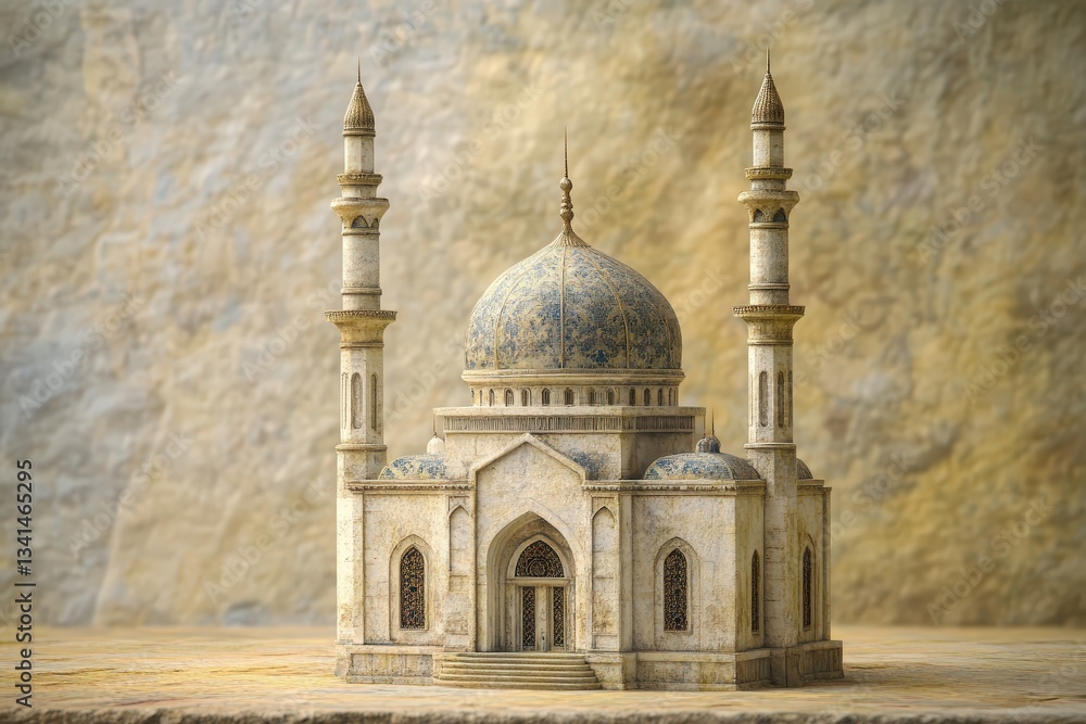Obraz premium A detailed stone model of an ornate building with towers