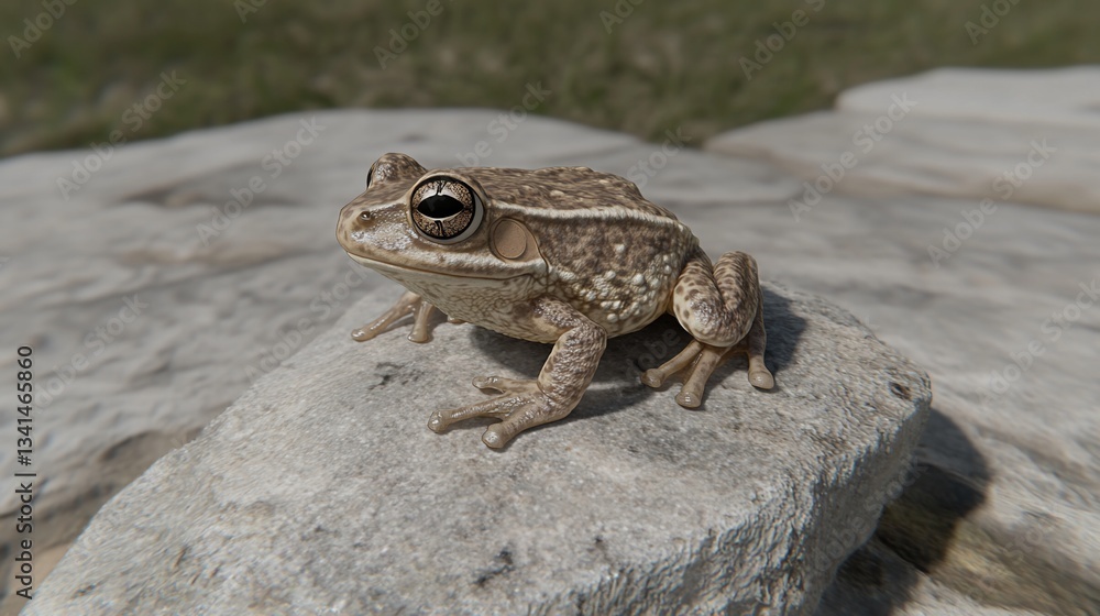Fototapeta premium Small frog perched on a rock