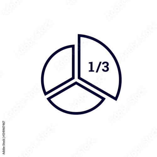 Black pie chart illustration with one third fraction clearly marked for easy understanding.
