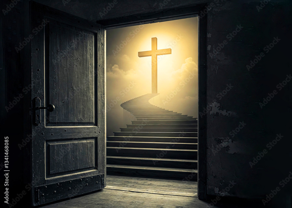 Naklejka premium The Path to Salvation: A Man’s Journey to Faith