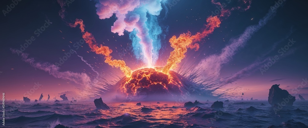 Earth's oceans vaporizing as the planet's core explodes outward Earth's oceans vaporizing as the planet's core explodes outward