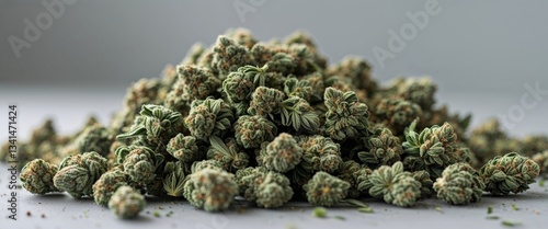Large pile of cannabis buds representing cultivation production and sale of medical marijuana in a legalized context.