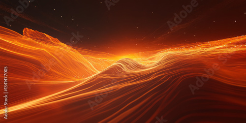 Obraz na płótnie A dynamic 3D background depicting a massive energy explosion in deep space, with fiery plasma waves expanding outward. The vibrant orange and red hues contrast against the dark cosmic void. w salonie