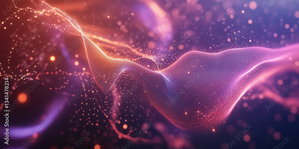 A futuristic 3D background featuring a sleek, holographic interface projected into the air, filled with glowing data points and interconnected lines. The high-tech aesthetic enhances the modern