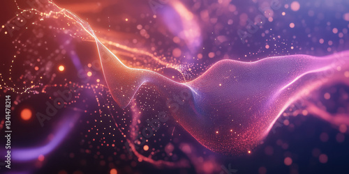 A futuristic 3D background featuring a sleek, holographic interface projected into the air, filled with glowing data points and interconnected lines. The high-tech aesthetic enhances the modern
