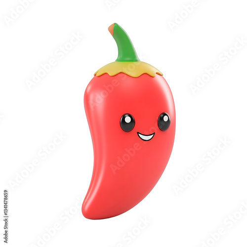 3d pepper smiling red pepper 3d food illustrations png cartoon spicy food icons pack 3d vegetable