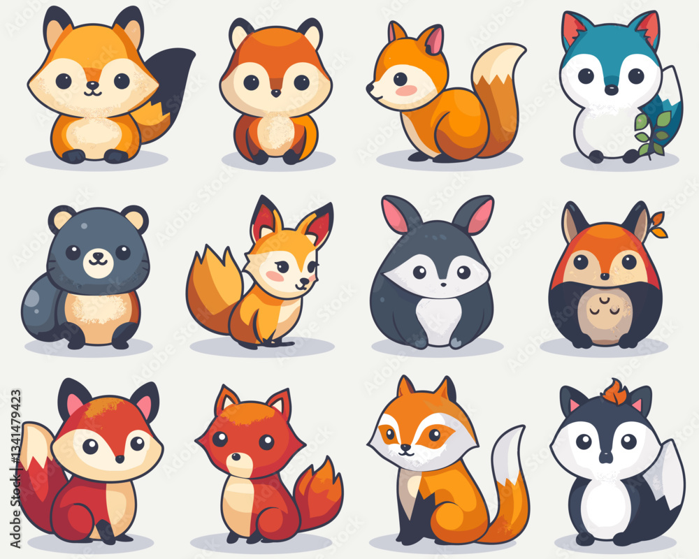 Obraz premium set of funny cartoon animals