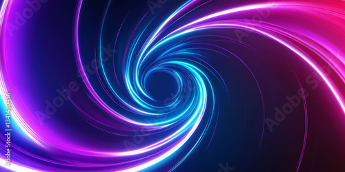 Obraz na płótnie A cyberpunk-style 3D background depicting a glowing digital vortex composed of swirling neon lines. The vibrant blues, purples, and pinks create a high-energy, immersive digital aesthetic. w salonie