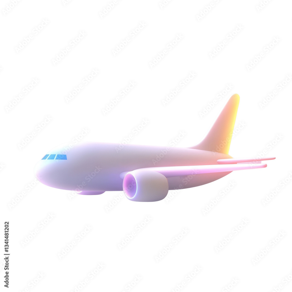 Fototapeta premium Futuristic aircraft design with colorful highlights. isolated on white background