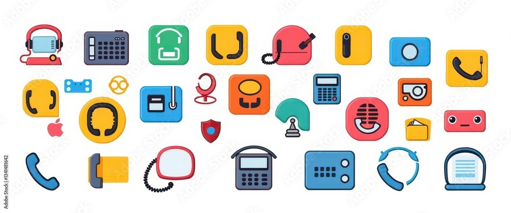 Collection of diverse call center icons, vector illustration, white background, set, operator Collection of diverse call center icons, vector illustration, white background, set, operator