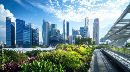 A city skyline with a park in the middle