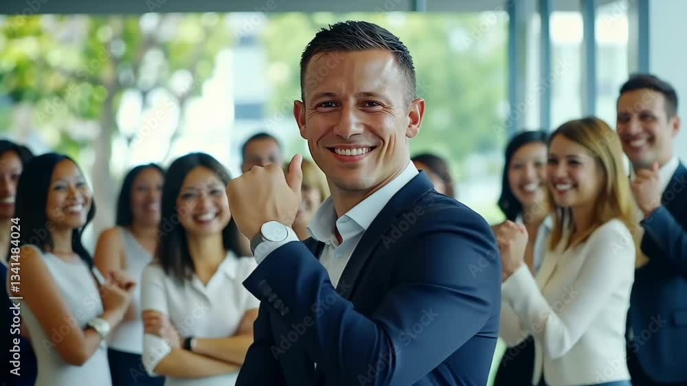 Professionals in formal attire break into dance at a corporate gathering, symbolizing workplace harmony and motivation. Professionals in formal attire break into dance at a corporate gathering, symbolizing workplace harmony and motivation.