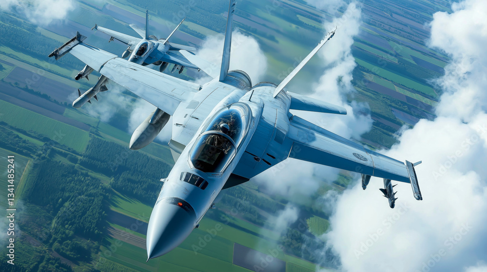 Fototapeta premium Fighter jet. Two planes fighting in the air