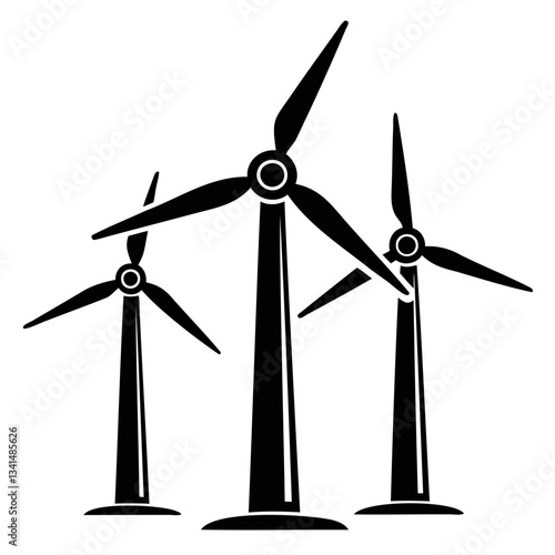 Wind turbine on a transparent background with symbolizing renewable energy and clean power