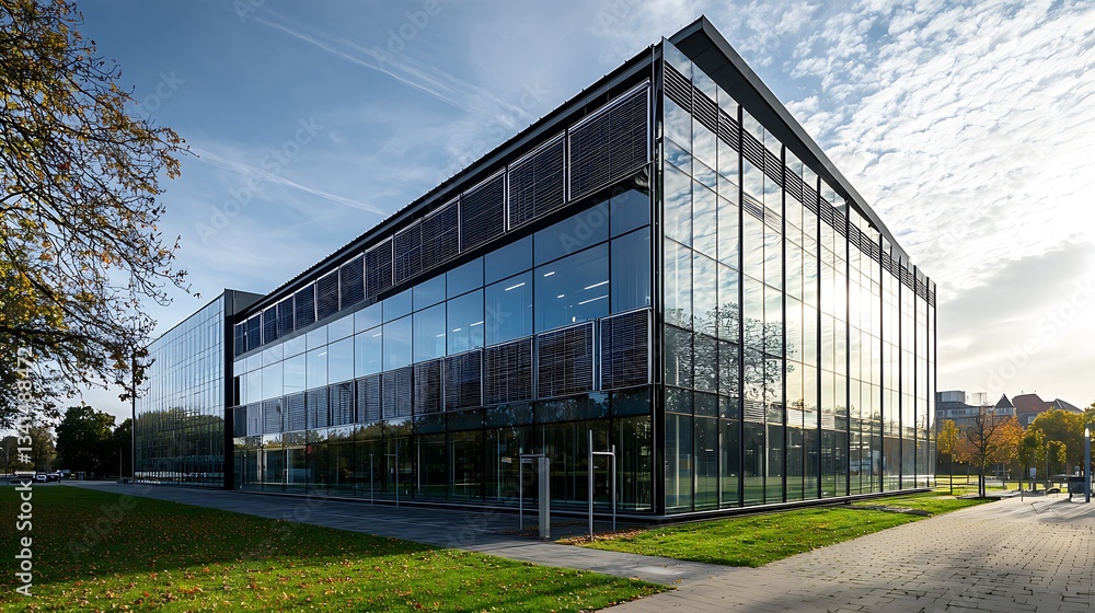 Obraz premium A large glass building with a lot of windows