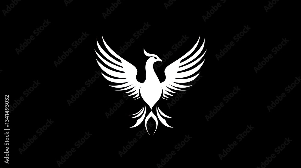 Fototapeta premium Phoenix Symbol on Black Background