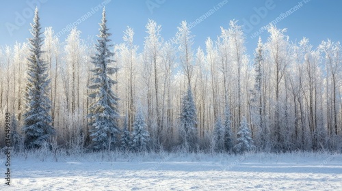 Wallpaper Mural A boreal forest covered in frost with winter wildlife Torontodigital.ca