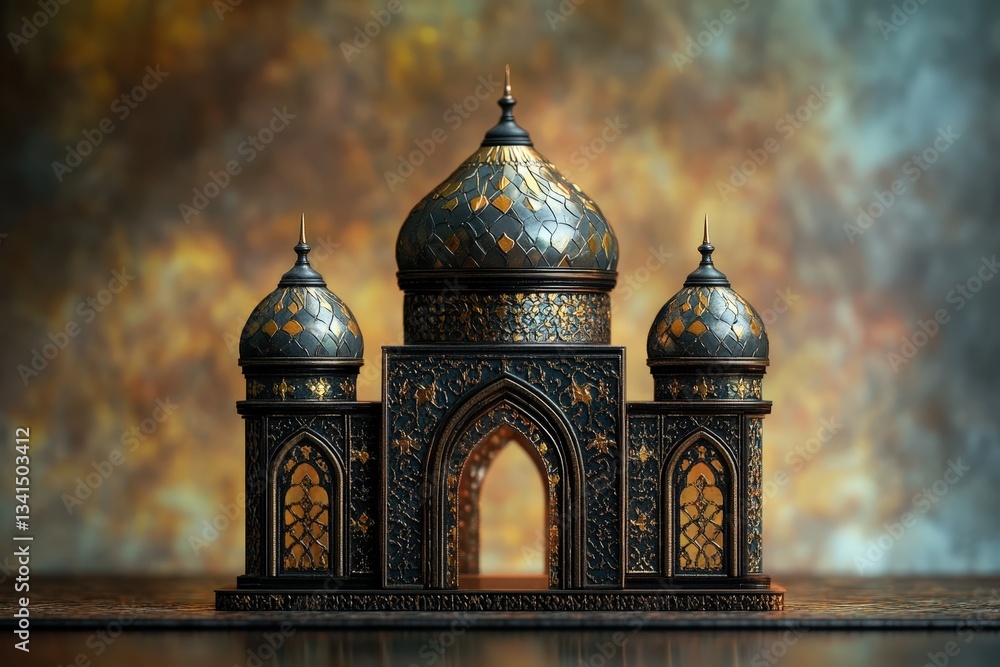 Obraz premium A detailed miniature of an ornamental eastern architecture edifice