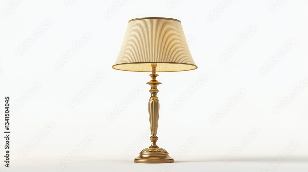 A classic table lamp with a fabric shade on white. A classic table lamp with a fabric shade on white.
