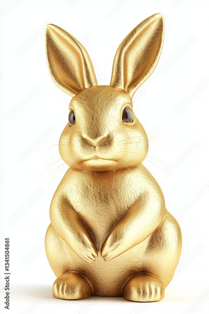Fototapeta premium 3D gold rabbit isolated