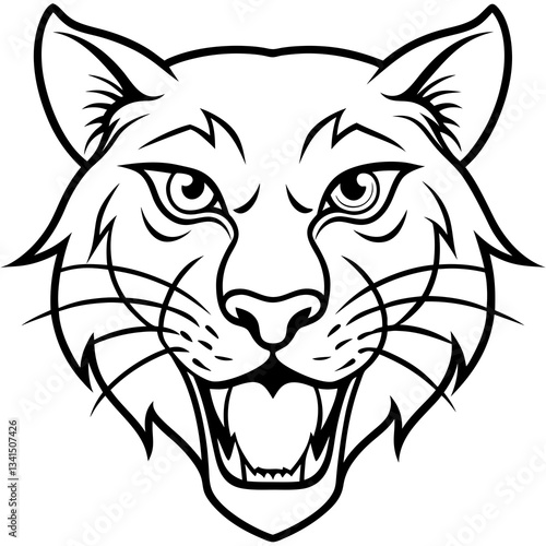 a fierce animal head illustration with an open mouth, sharp teeth, and an intense gaze, exuding power and strength