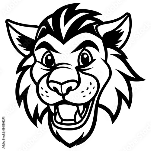 Smiling cartoon wildcat head mascot.  A fun, friendly character design with a toothy grin. 